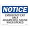 Signmission OSHA Sign, 7" H, Rigid Plastic, Emergency Exit Only Alarm Will Sound When Opened Sign, Landscape OS-NS-P-710-L-11813 - alternate 1